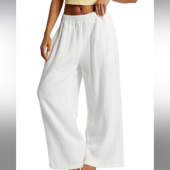Billabong Pants - Billabong Follow Me 2 Pants White Wide-Leg Pants